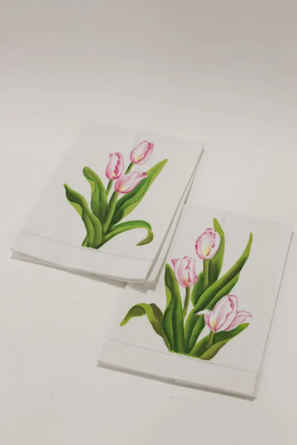Inspire Me! Home Decor Pink Tulip Kitchen Towels (Set Of 2)