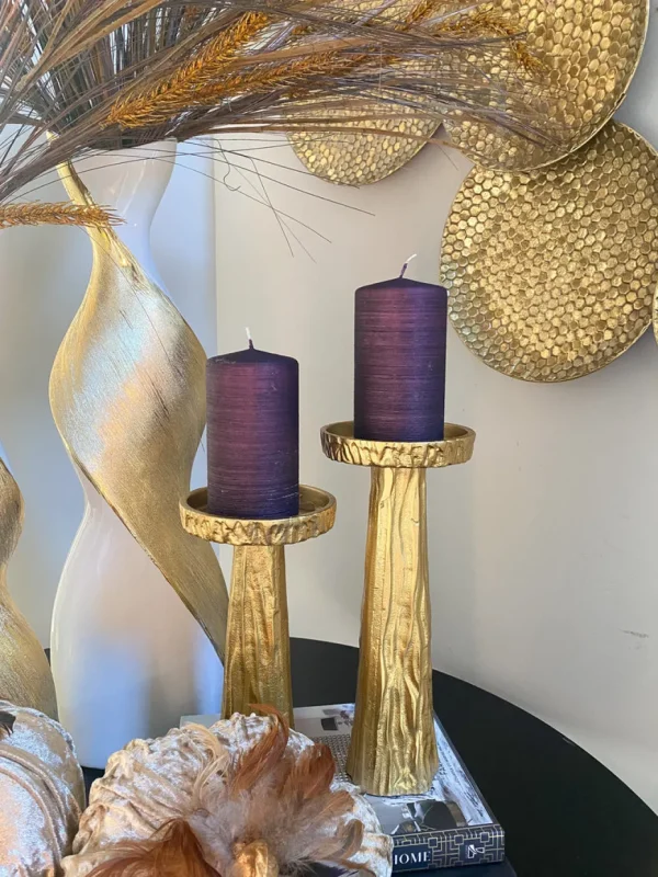 Inspire Me! Home Decor Purple Brushed Metallic Pillar Candle