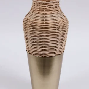 Inspire Me! Home Decor Rattan Wicker Vase With Gold Metal Base