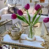 Inspire Me! Home Decor Real Touch Tulip Arrangement In Glass Vase (2 Colors)