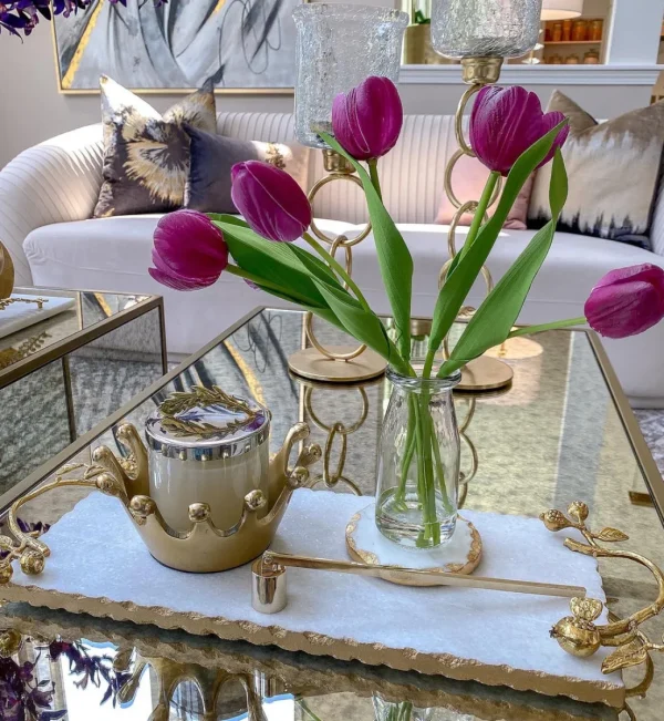 Inspire Me! Home Decor Real Touch Tulip Arrangement In Glass Vase (2 Colors)