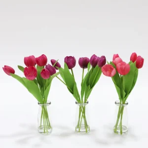 Inspire Me! Home Decor Real Touch Tulip Arrangement In Glass Vase (2 Colors)