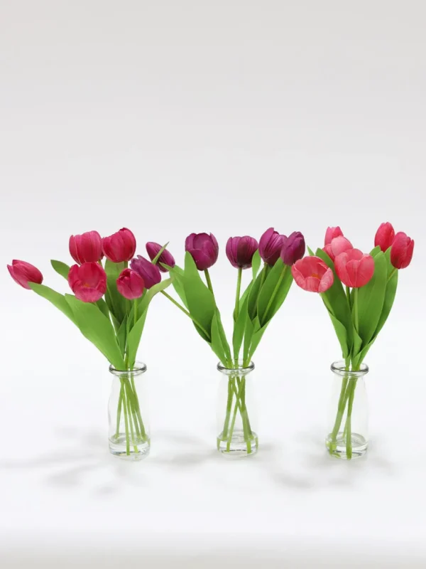 Inspire Me! Home Decor Real Touch Tulip Arrangement In Glass Vase (2 Colors)