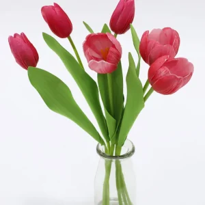Inspire Me! Home Decor Real Touch Tulip Arrangement In Glass Vase (2 Colors)