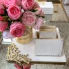 Inspire Me! Home Decor Rectangular Marble Tray With Metal Gold Branch Details