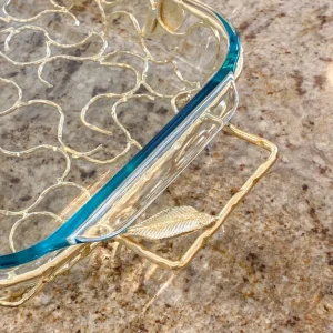 Inspire Me! Home Decor Rectangular Pyrex With Gold Branch Detailed Holder