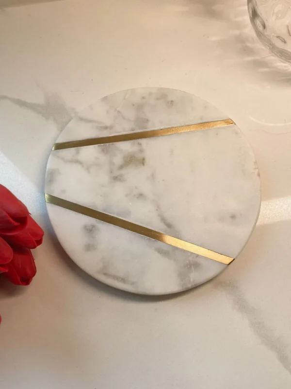 Inspire Me! Home Decor Round Marble Tray With Asymmetrical Inlay (2 Sizes)