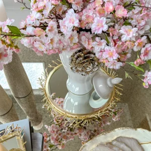 Inspire Me! Home Decor Round Decorative Mirror Tray With Gold Details
