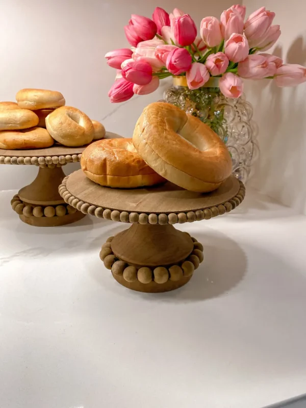 Inspire Me! Home Decor Round Beaded Wood Cake Stand (2 Sizes)