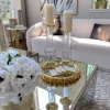 Inspire Me! Home Decor Round Glass Tray With Gold Floral Edge
