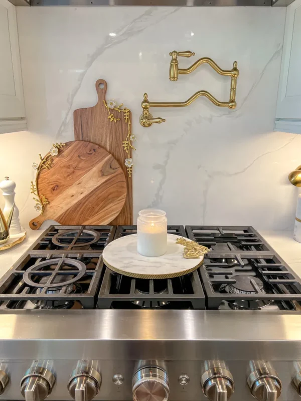 Inspire Me! Home Decor Round Marble Tray With Gold Edge And Metal Details