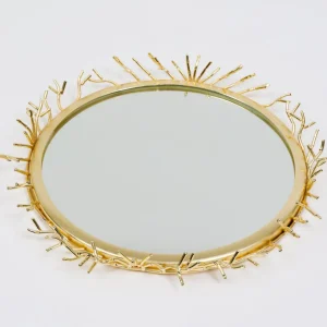 Inspire Me! Home Decor Round Decorative Mirror Tray With Gold Details