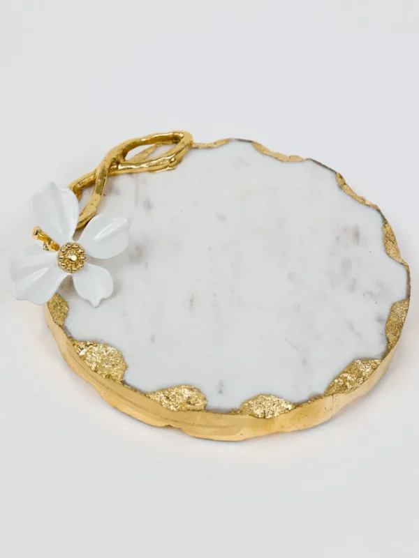 Inspire Me! Home Decor Round Trivet With White Jeweled Flower Details