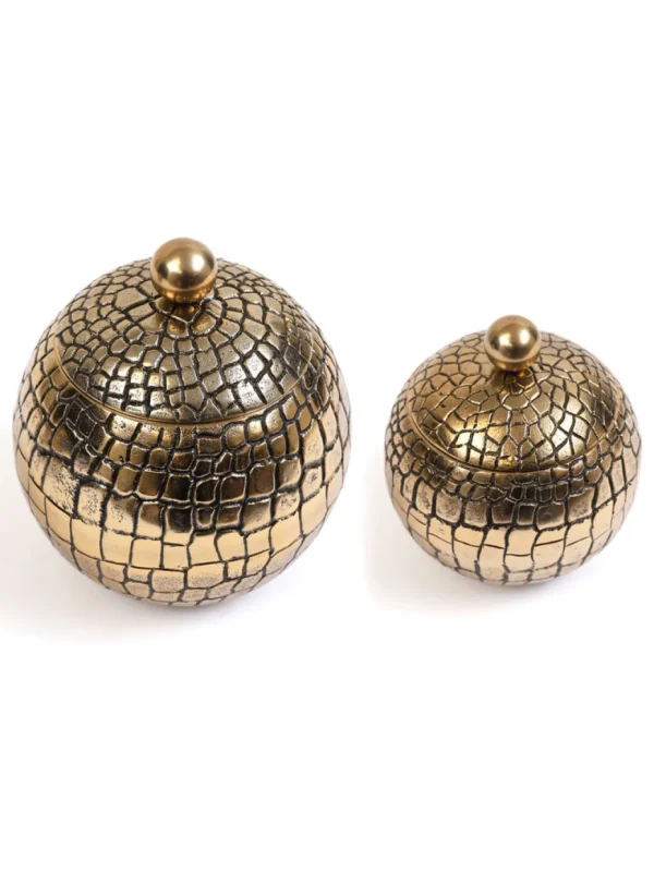 Inspire Me! Home Decor Round Gold Jar With Crocodile Print Pattern (2 Sizes)