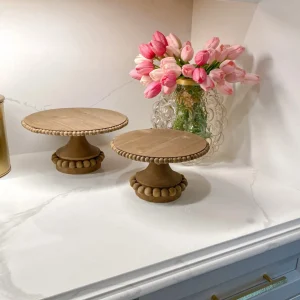 Inspire Me! Home Decor Round Beaded Wood Cake Stand (2 Sizes)
