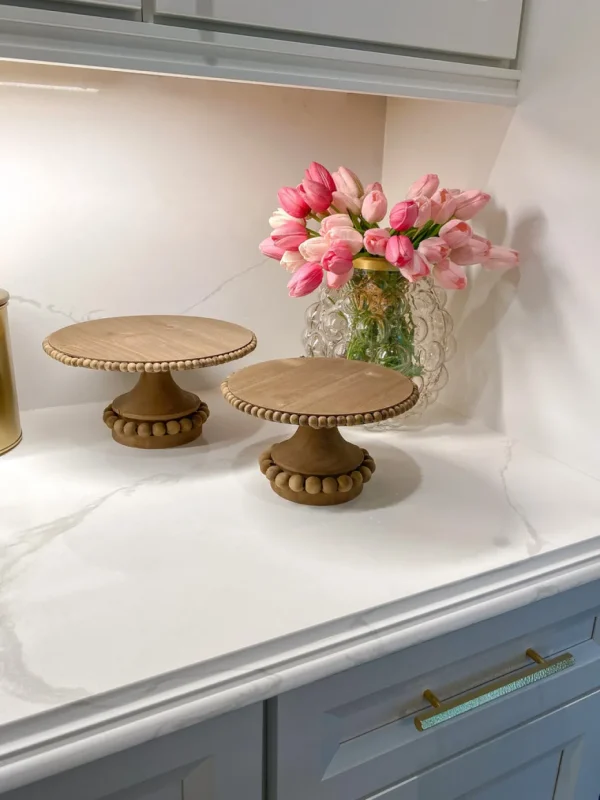 Inspire Me! Home Decor Round Beaded Wood Cake Stand (2 Sizes)