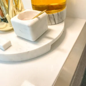 Inspire Me! Home Decor Round Marble Tray With Handle Grooves