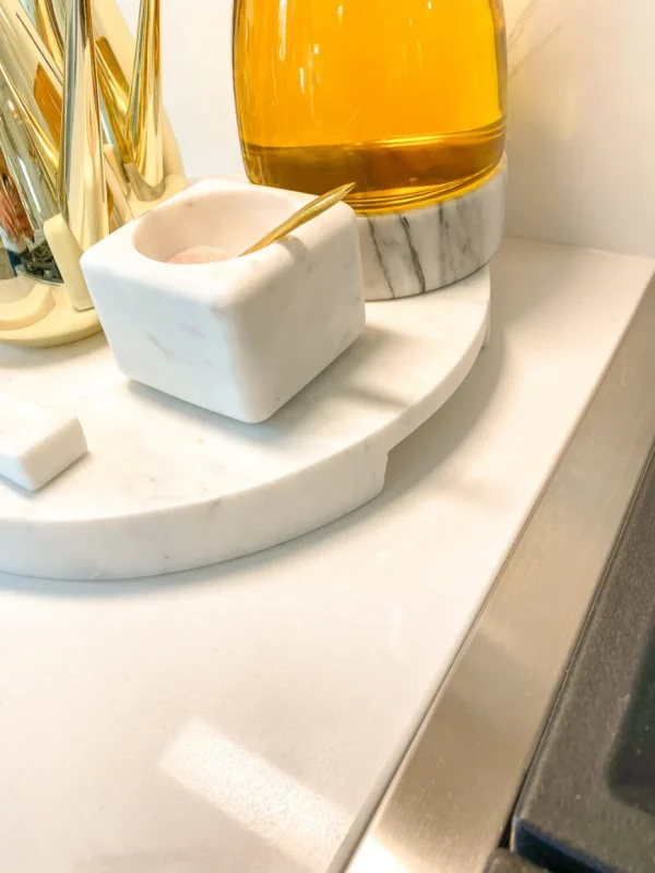 Inspire Me! Home Decor Round Marble Tray With Handle Grooves