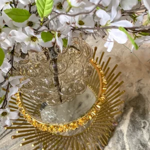 Inspire Me! Home Decor Round Glass Tray With Gold Floral Edge