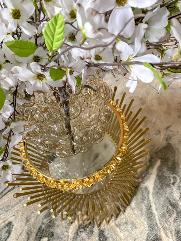 Inspire Me! Home Decor Round Glass Tray With Gold Floral Edge