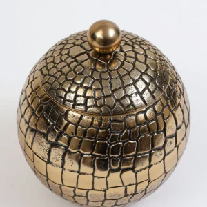 Inspire Me! Home Decor Round Gold Jar With Crocodile Print Pattern (2 Sizes)