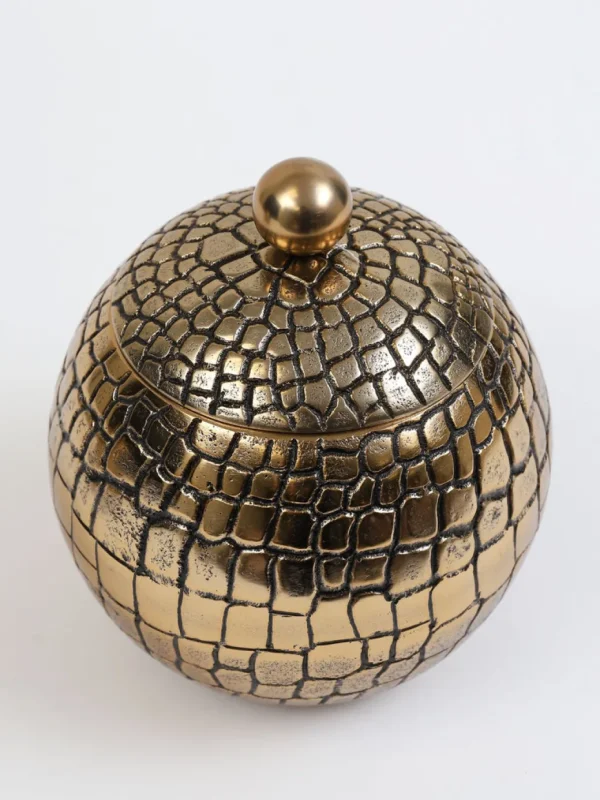 Inspire Me! Home Decor Round Gold Jar With Crocodile Print Pattern (2 Sizes)