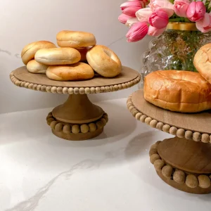 Inspire Me! Home Decor Round Beaded Wood Cake Stand (2 Sizes)