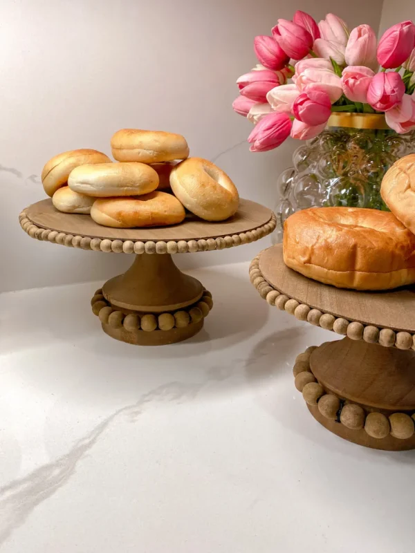 Inspire Me! Home Decor Round Beaded Wood Cake Stand (2 Sizes)