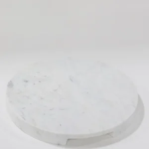 Inspire Me! Home Decor Round Marble Tray With Handle Grooves