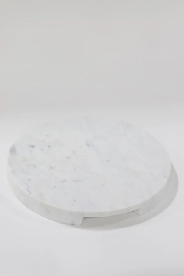 Inspire Me! Home Decor Round Marble Tray With Handle Grooves