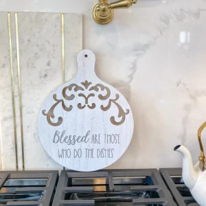Inspire Me! Home Decor Round Wood Cutting Board W/ Cutouts ( 3 Designs)