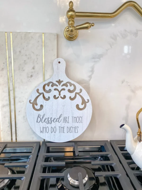 Inspire Me! Home Decor Round Wood Cutting Board W/ Cutouts ( 3 Designs)