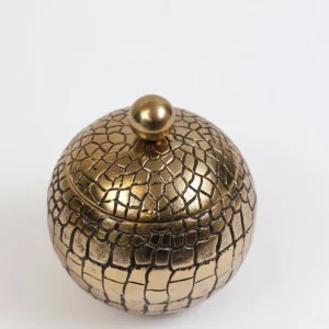 Inspire Me! Home Decor Round Gold Jar With Crocodile Print Pattern (2 Sizes)
