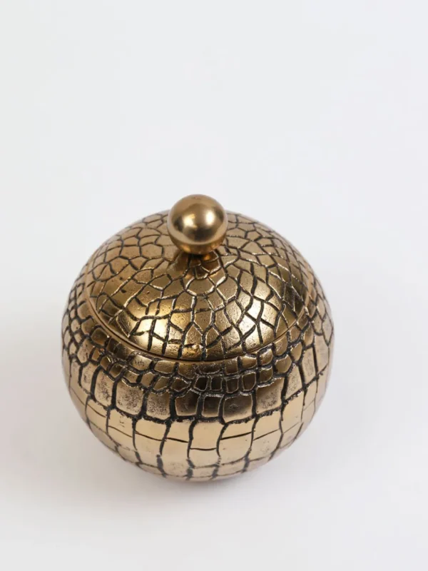 Inspire Me! Home Decor Round Gold Jar With Crocodile Print Pattern (2 Sizes)