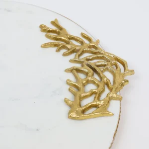 Inspire Me! Home Decor Round Marble Tray With Gold Edge And Metal Details