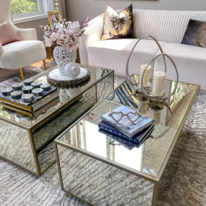 Inspire Me! Home Decor Round Marble Tray With Silver Floral Edge