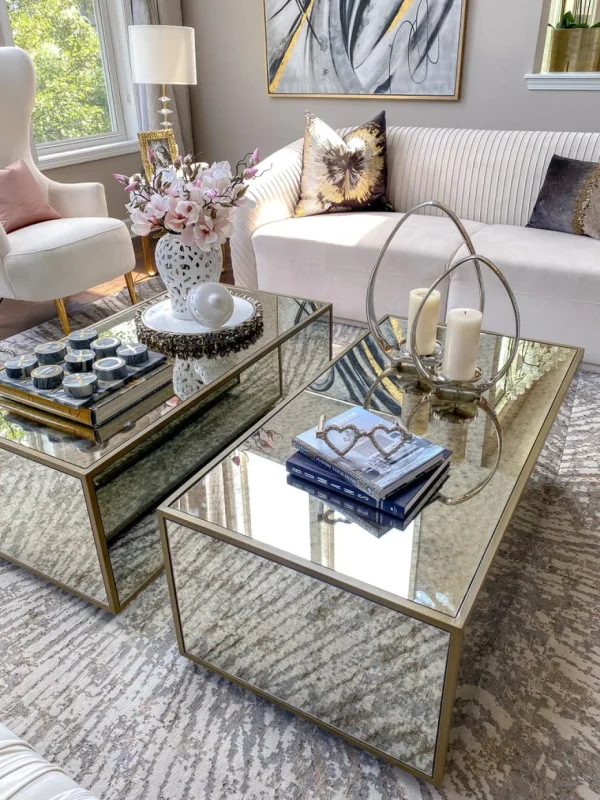 Inspire Me! Home Decor Round Marble Tray With Silver Floral Edge