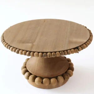 Inspire Me! Home Decor Round Beaded Wood Cake Stand (2 Sizes)