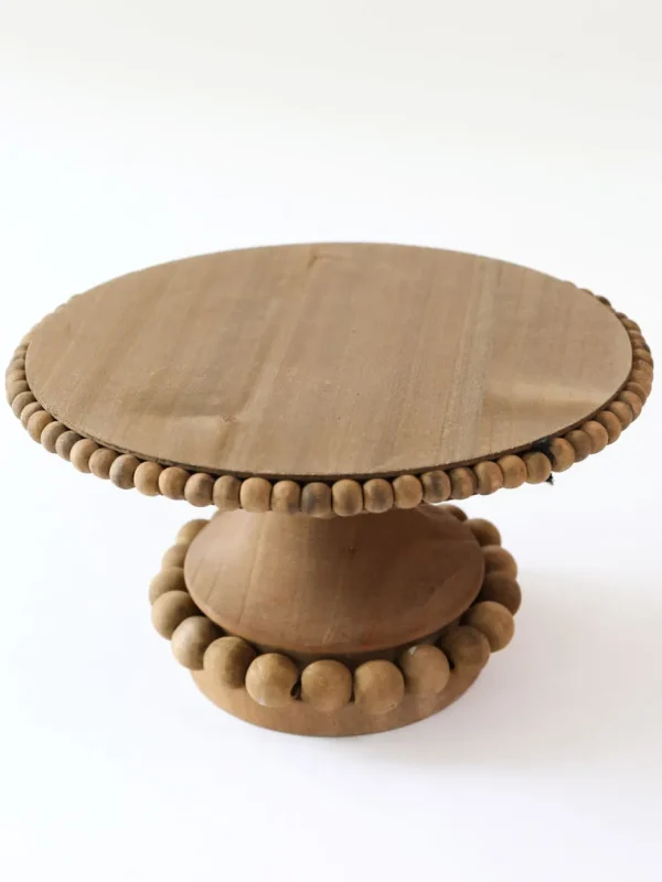 Inspire Me! Home Decor Round Beaded Wood Cake Stand (2 Sizes)