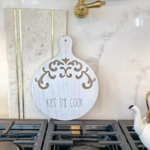 Inspire Me! Home Decor Round Wood Cutting Board W/ Cutouts ( 3 Designs)