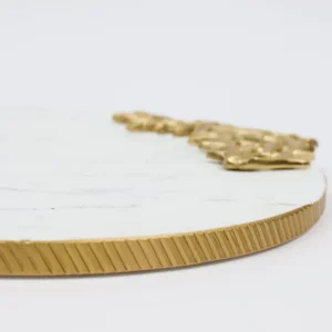 Inspire Me! Home Decor Round Marble Tray With Gold Edge And Metal Details