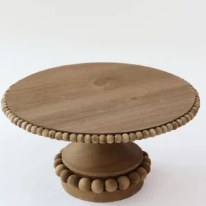 Inspire Me! Home Decor Round Beaded Wood Cake Stand (2 Sizes)