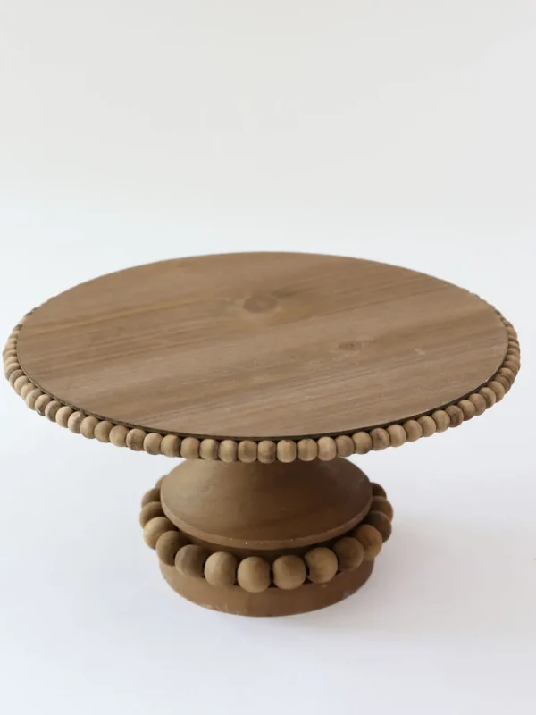 Inspire Me! Home Decor Round Beaded Wood Cake Stand (2 Sizes)