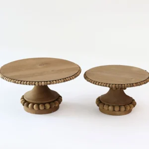 Inspire Me! Home Decor Round Beaded Wood Cake Stand (2 Sizes)