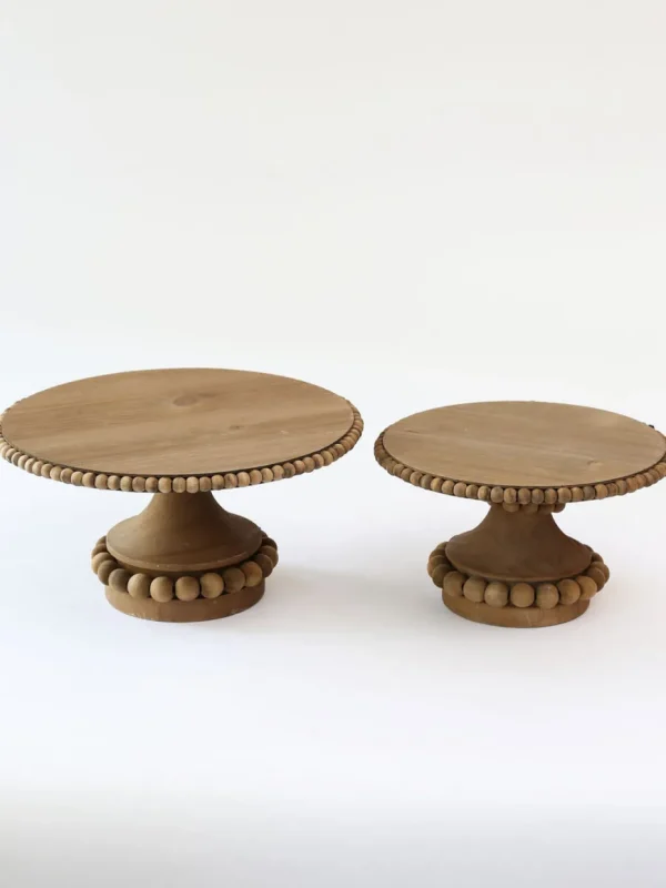 Inspire Me! Home Decor Round Beaded Wood Cake Stand (2 Sizes)
