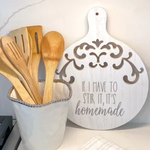 Inspire Me! Home Decor Round Wood Cutting Board W/ Cutouts ( 3 Designs)