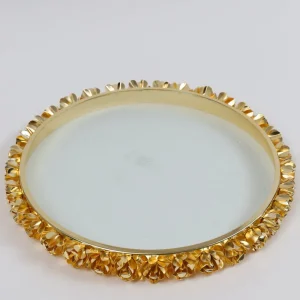 Inspire Me! Home Decor Round Glass Tray With Gold Floral Edge