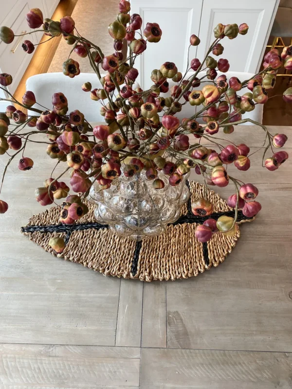 Inspire Me! Home Decor Seagrass Woven Leaf Placemat / Table Runner