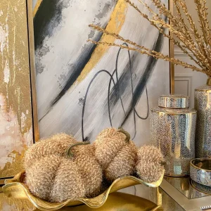 Inspire Me! Home Decor SEASONAL Beige Fringe Pumpkin (3 Sizes)
