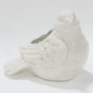Inspire Me! Home Decor SEASONAL White Outdoor/Indoor Bird Planter/Vase